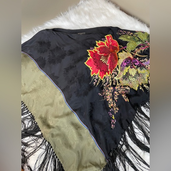 ETRO SILK beaded floral CAPE poncho - Picture 4 of 13